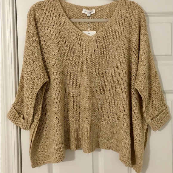 Oversize Knit V-Neck Sweater Top - Picture 2 of 9